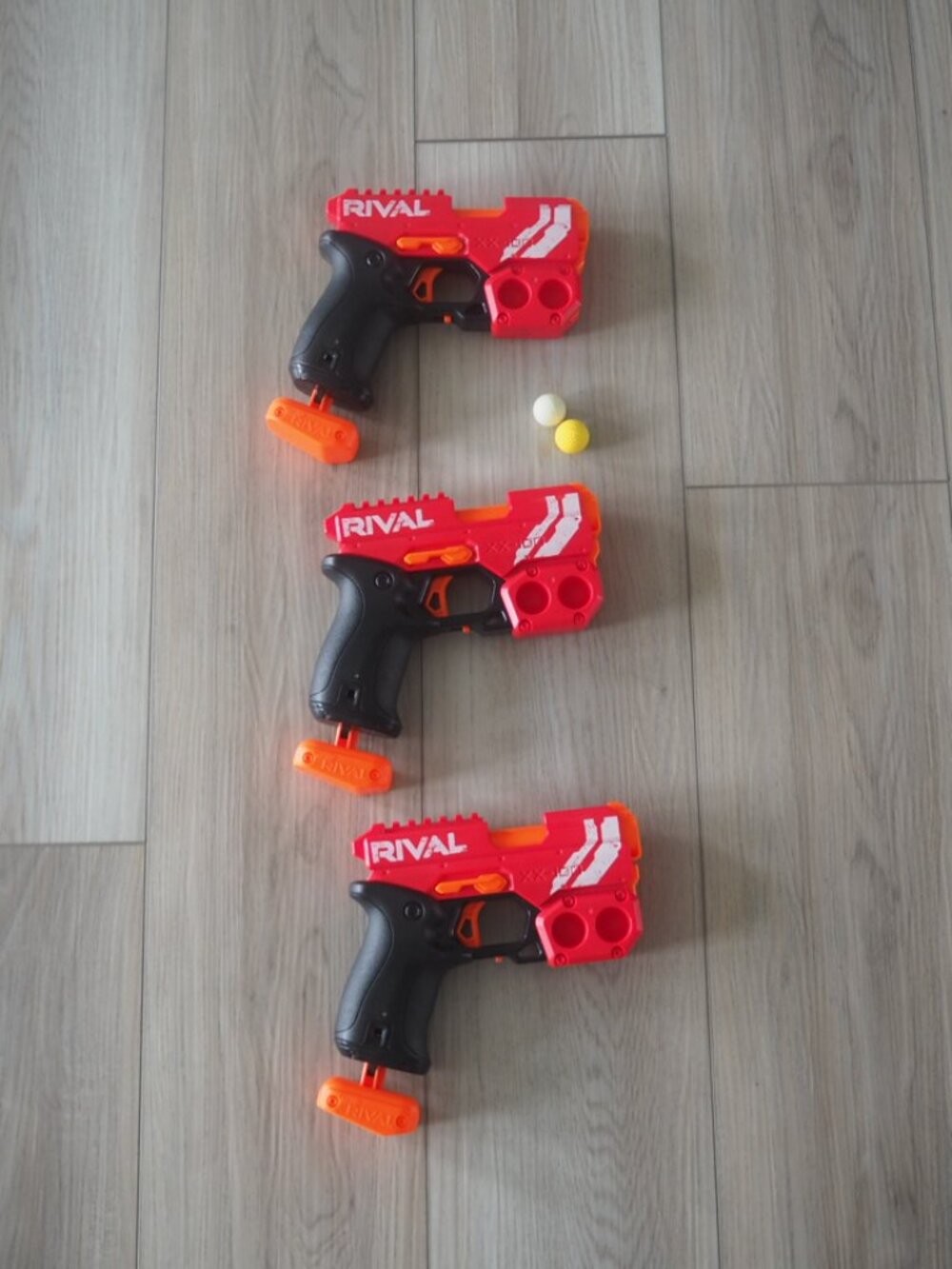 Nerf Rival Knockout XX-100 Red Blaster Lot of 3 Foam Ball Toy Set (2 free balls)